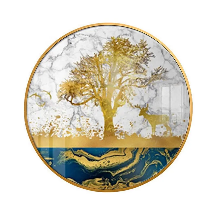 Golden Fortune Tree Round Fashion Home Decoration Mural Wall Painting