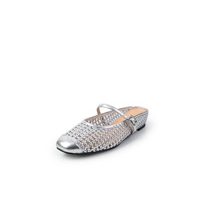 Sandalias planas de mujer con punta redonda y tejido hueco, estilo diadema a la moda - Product Image 5