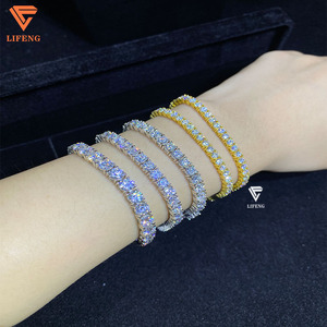 Precio de fábrica 3mm 4mm 5mm Moissanite Diamond Tennis Cadenas Hip Hop Joyería de plata Collares Pulseras para hombres Mujeres Regalo - Product Image 3