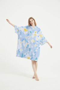 Bata de cambio de secado rápido a rayas con estampado de playa de verano de fábrica, Poncho de toalla de Surf Premium, Poncho de microfibra de gran tamaño con capucha para adultos - Product Image 2