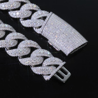 Collier chaîne cubaine de luxe en argent 925 pour femme, 22 mm, trois rangs, entièrement serti de moissanite VVS, style hip-hop, cadeau de bijoux