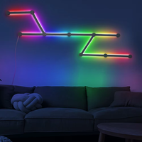 Barra de Luz LED RGBIC Inteligente para el Hogar, para Juegos, Deportes Electrónicos y Sala de Estar, Lámpara de Pared con Control Remoto, Material de PC