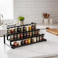 Étagère à épices extensible à 3 niveaux pour armoire de cuisine, organisateur de rangement en métal, design antidérapant pour bocaux et bouteilles