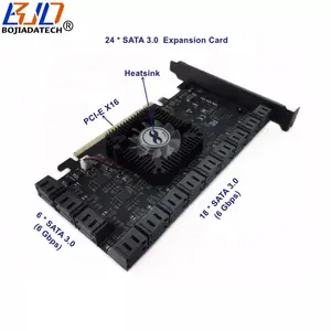 Conector 24xSata 3.0 para placa de expansão do controlador PCI-E 16X 6 Gbps com ventilador do dissipador de calor para unidade de disco rígido