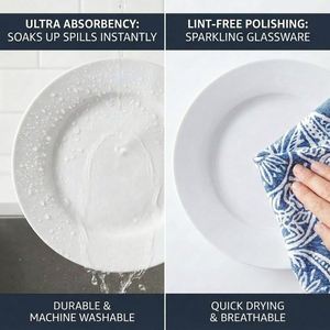 Serviette de cuisine en coton tissé uni, grande taille, design personnalisé, très absorbante, séchage rapide, pour le nettoyage des vaisselle et des tasses - Product Image 4