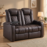 Canapé inclinable électrique moderne en cuir véritable pour home cinéma, deux places, avec mousse à mémoire de forme, extensible et multifonctionnel pour salon