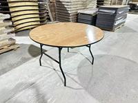 Table à manger en bois de pin 48 pouces, pliable, empilable, pour usage extérieur, avec structure en fer, imperméable, légère, design contemporain