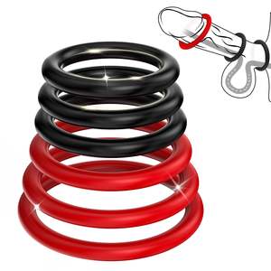 Set mit 6 Penisringen aus Silikon in verschiedenen Größen für Männer – Erektionsfördernd, Länger anhaltend, Stärker dehnbar – Sextoys für Erwachsene - Product Image 1