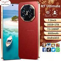 Smartphone MT 16G+1TB Android 15 7,3 pouces LTE, processeur rapide, grande mémoire, écran complet, expédition rapide