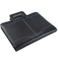 Classeur professionnel en cuir à fermeture éclair avec calculatrice, classeur A4 Portable en cuir à fermeture éclair avec poignée rétractable