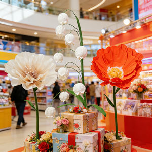 Decoración de Boda, Flor Mecánica Grande de Seda Artificial, Flor Gigante de Organza, Decoración con Flores Grandes - Product Image 1