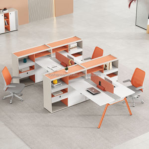 Современный административный модульный офисный стол с высоким боковым шкафом, модный финансовый стол в деревянном столе для сотрудников - Product Image 1