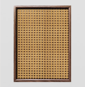 Panel Decorativo de Pared con Marco de Mimbre Natural Nórdico, Tela de Lino y Arpillera para Interiores, Puerta de Armario - Product Image 1