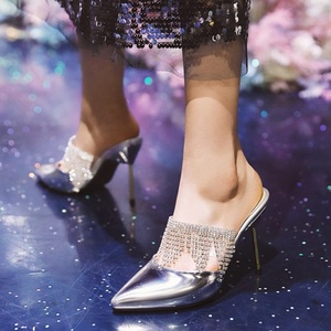 Special Design Pleated Decorate Women Sandals Open Square Toe Thin High <b>Heels</b> Sweet Bling Beauty Anti-Slippery Shoes - Product Image 5