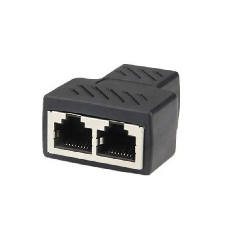 RJ45 network cable three-way head cat6e connector Internet access at the same time one point two adapter 8-core splitter