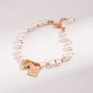 Denise Women's Elegant Fresh Square Heart Bracelet with High-End Design Artificiak Pearl Fashion Bangles <strong>Lucky</strong> <strong>Brand</strong> <strong>Jewelry</strong> - Product Image 5