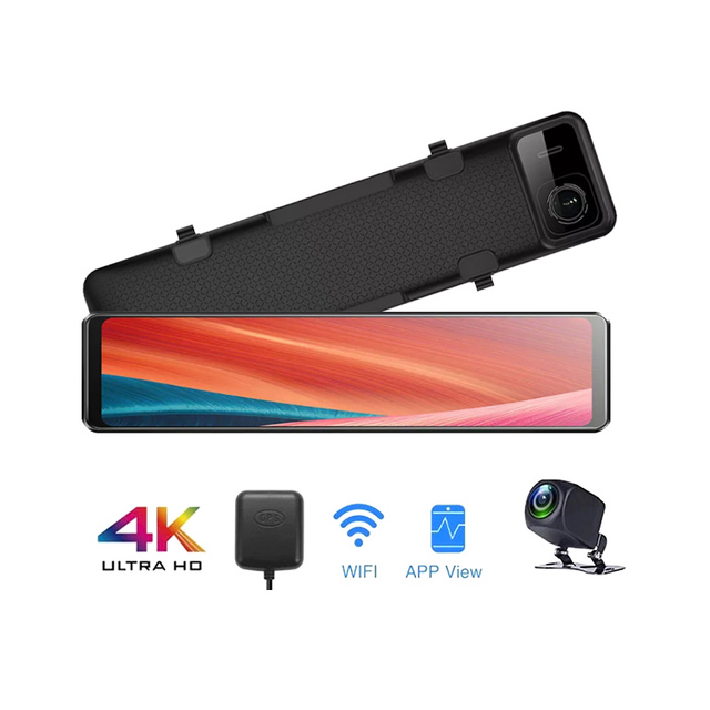 12 Inch IPS Car Rearview Mirror 4K DVR Camera Sony IMX415 Ultra HD 2160P WIFI GPS Car Dash Cam Video Recorder