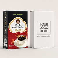 Café instantané Reishi noir AMZ, mélange de café, 80g, 20 sachets, prêt à infuser, vente en gros, fournisseur OEM, marque privée, directement de l'usine