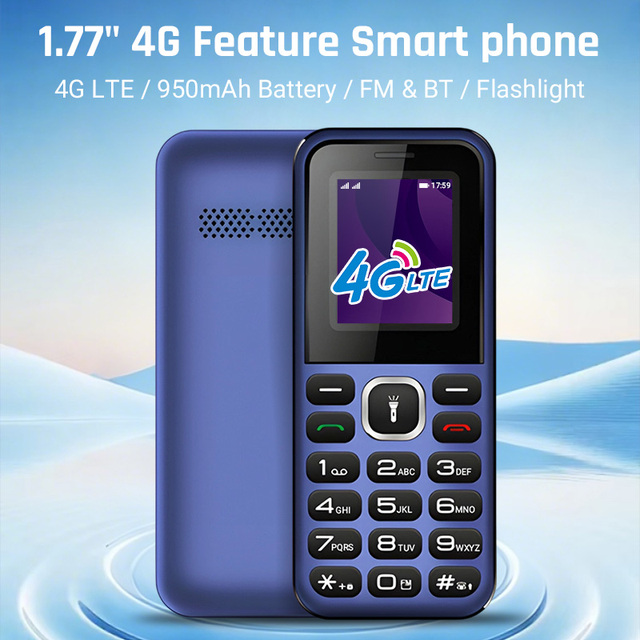 1.77 Inch 4G Mobile Phone for Seniors RAM 48MB ROM 128MB 950mAh Battery Bt FM Radio Flashlight Durable Mini Body Feature Phone