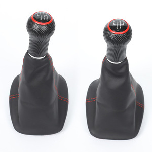 Funda de cuero para palanca de cambios de coche, costuras rojas, diseño ergonómico para Volkswagen Golf 4 - Product Image 1