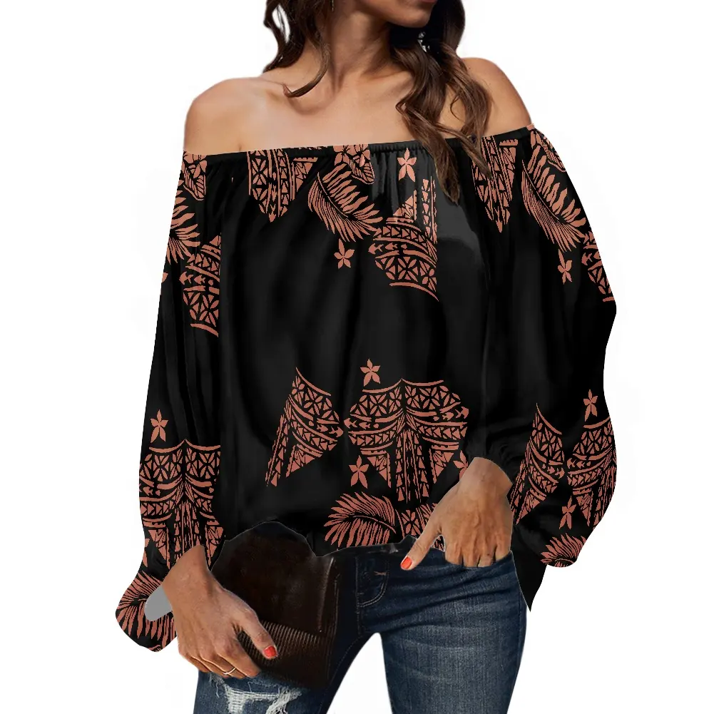 High Quality Womens Long Sleeve Chiffon Shirts Polynesian Samoan Tribal Customize Ladies Comfortable Tops Luxury Blouse Designs