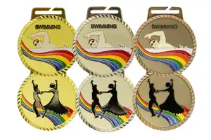 Custom Die-Cast 2D 3D Gold Silver Swim Medal Award Sports Medals Swimming Cross Country Athletics Customized Trophies Plaques