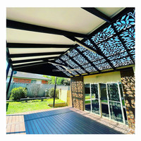 Panneaux de plafond modernes en métal découpé au laser pour gazebo de jardin, balcon, pergola, écrans d'intimité, feuilles en aluminium thermolaqué noir et blanc