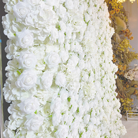 Le mur de fleurs élégantes artificielles de rose blanche est utilisé pour l'aménagement paysager d'événement d'anniversaire de décoration de fond de mariage en plein air