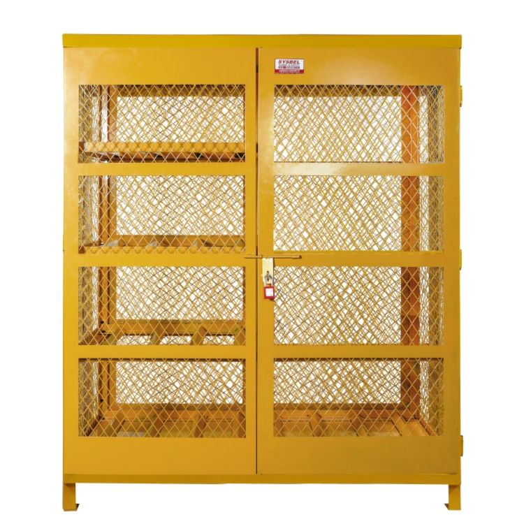 SYSBEL CE сертифицированный стандарт NFPA и OSHA, горизонтальное размещение 8 и вертикальное размещение 9 газовых баллонов, безопасный контейнер для хранения