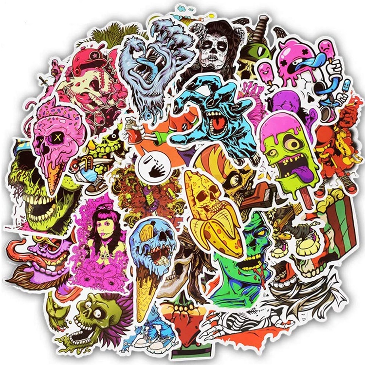 Совершенно новые высококачественные дизайнерские водонепроницаемые наклейки на бутылки, скелет, ужас, Хэллоуин, зомби, виниловые наклейки для гитары