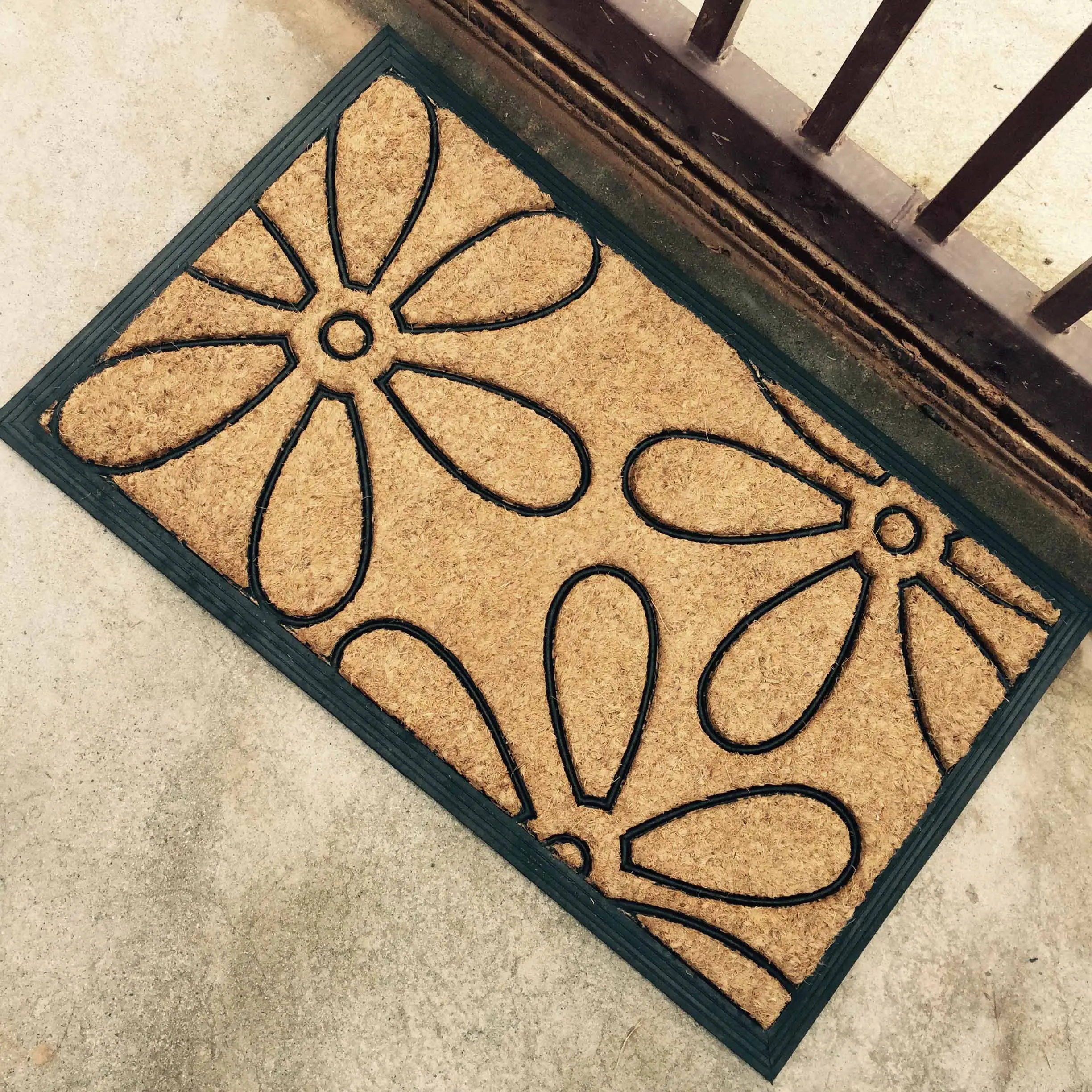 30 in. x 18 in. Natural Brushed Rubber Backed Coir Door Mat