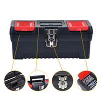 Boîte à outils portable en plastique MJ3033 de 17 pouces avec plateau amovible, double couvercle, boîte de rangement robuste pour outils à main, pour garage, réparation automobile