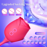 Großhandel Vibrator Dildo Sexspielzeug für Frauen - Rosen-Sexspielzeug mit Stoßfunktion G-Punkt-Vibratoren Liebeskugel & 10 Saugmodi