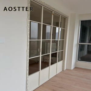 <span class=keywords><strong>Porte</strong></span> coulissante pliante accordéon en aluminium à double vitrage, à rupture <span class=keywords><strong>de</strong></span> pont thermique, style français, blanc, AOSTTER NFRC AS2047 - Product Image 3