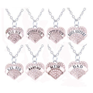 Conjunto de collar A700033 Yiwu Huilin, joyería con corazón de cristal, grande, medio pequeño, pequeño, bebé, hermana, mamá, papá, miembro de la familia - Product Image 4