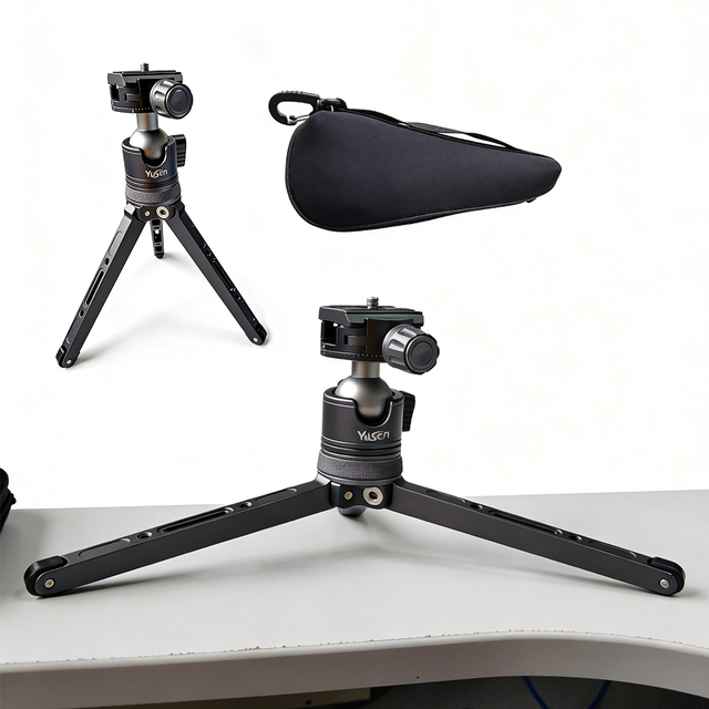 Mini Tripod Desktop Tripod with 360° Ball Head and 1/4"-20 Screw for DSLR Cameras Smartphone Projectors with Quick Release Plate