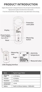 Sugar Digital Brix Refratômetro Auto Polarímetro Meter 0.0-55% Brix Faixa 3s Medição Bateria Recarregável para Frutas - Product Image 2
