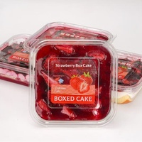 Boîte en blister transparente carrée de style occidental pour emballage de desserts, en PLA/PET imprimé, qualité alimentaire, pour gâteaux aux fruits, crèmes, tiramisu et pains.