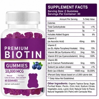 Gummies ODM Biotine 10000mcg saveur Myrtille pour la santé des cheveux, de la peau et des ongles – Vente en gros