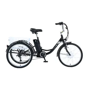 Eu warehouse in stock cheap 24 inch 36v 350w frame three electric tricycle 3 wheel electric bike trike for adults