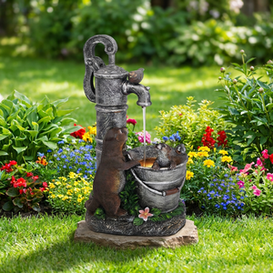 Pompe à eau <span class=keywords><strong>solaire</strong></span> en résine style shabby chic, diamètre 36 cm, <span class=keywords><strong>fontaine</strong></span> extérieure artisanale au design <span class=keywords><strong>zen</strong></span> - Product Image 3