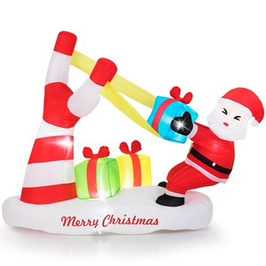 Babbo Natale Gonfiabile Illuminato a LED da 1,68 m che Salta Fuori dal Camino <span class=keywords><strong>di</strong></span> Zucchero, Decorazione Natalizia Gonfiabile da Giardino - Product Image 3