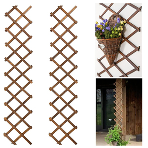Lot <span class=keywords><strong>de</strong></span> 2 treillis muraux extensibles en bois, support <span class=keywords><strong>de</strong></span> jardin pour plantes grimpantes d'extérieur, décoration murale verticale pour plantes d'intérieur - Product Image 1