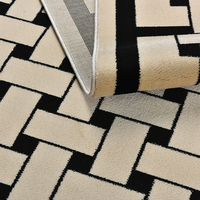 Tapis en peluche crème abstrait, fabriqué à la machine, en polyester, écologique, extra épais, moelleux, non pelucheux, pour chambre à coucher, moderne, doux pour le sol