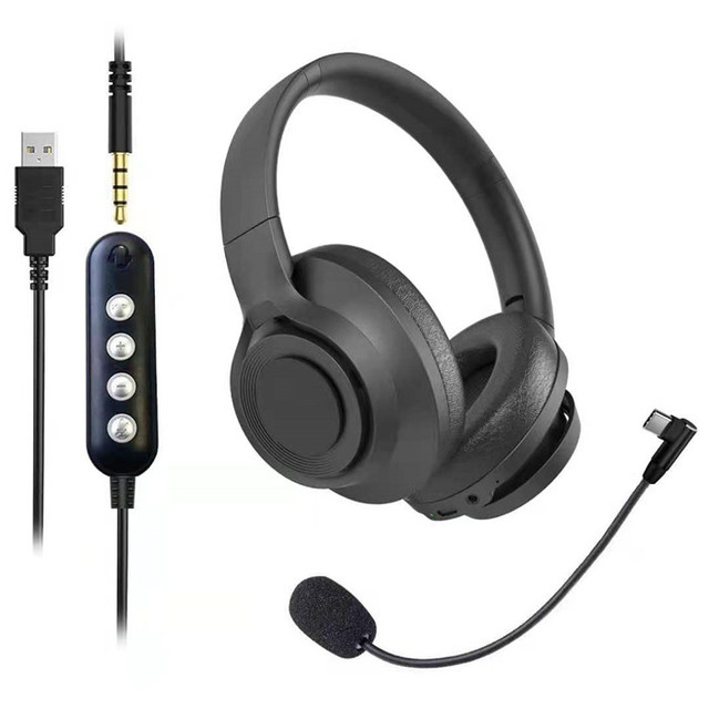 Dual USB 3.5 Over-Ear Noise Cancelling Headset for Call Centers and Office Use 3.5 Wireless Headset for Computer