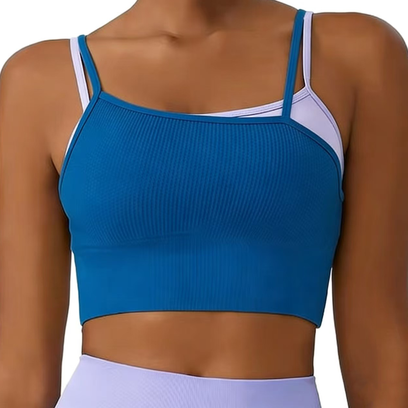 Double Layer Customizable Yoga Vest Tops Front Irregular Design Two-Piece Bra Tank Top Women's Fashion Clothing