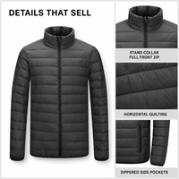 Blouson Homme Coupe Slim Col Montant Coupe-Vent Fermeture Éclair Logo Imprimé Hiver Décontracté Grandes Tailles Disponibles Vente Directe Usine
