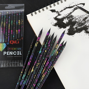 12 lápices HB creativos de madera negra con barril redondo de diamante colorido para niños, estudiantes, suministros de escritura y <span class=keywords><strong>dibujo</strong></span> - Product Image 2