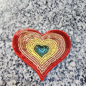 <strong>Rainbow</strong> <strong>Sequin</strong> Heart Patch, Multicolor Layered <strong>Sequins</strong> Love Applique for Girls Jacket Hat Backpack Valentine Pride DIY Cloth - Product Image 3