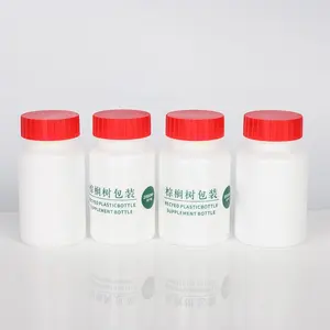 Biodegradable HDPE 100cc Plastic Medicine Pill Capsule Bottle Supplement Jar With Red Screw Cap